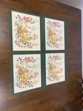 Four Aynsley Somerset  Place Mats  8.5 x 7.5” All Same  With Fruit Flower Design