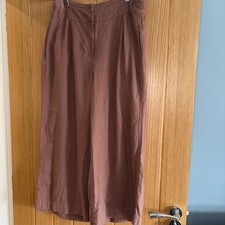 Fat Face Womens Wide Legged Linen Casual Trousers With Double Waistband Size12