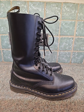 Dr Marten 1914 Black Smooth Leather Boots 14 Eye Size 6.5 Lightly Used