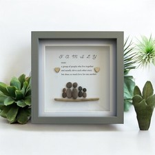 Personalised Family Pebble Art Picture Frame Gift Wall Art