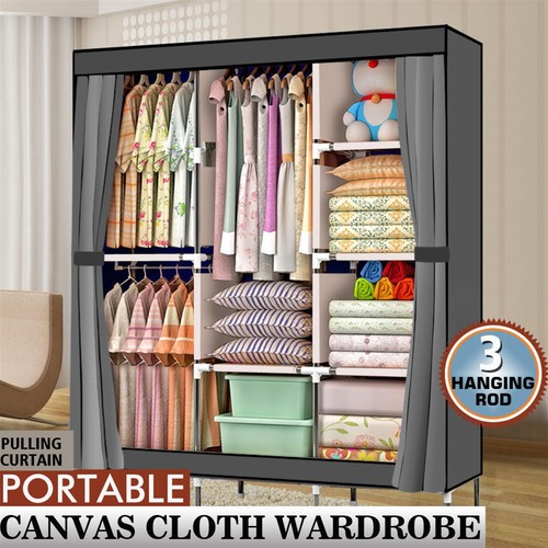 Canvas fabric wardrobe large - canvas,