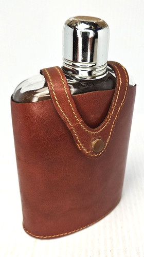 Vintage glass flask leather - vintage,