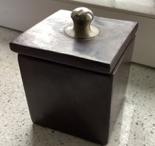 Vintage  Pottery Ceramic Box with Lid Unusual  Box Antique Dinge In Metal 
