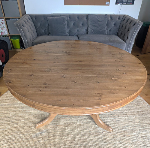 Round pine pedestal dining - pine,