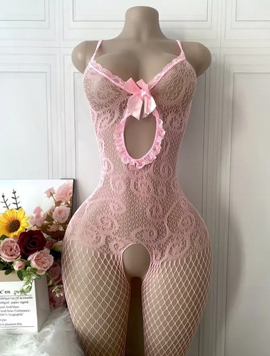 Pink sheer bodysuit sexy - sheer,