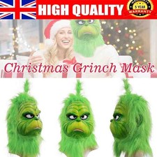 The Grinch Full Head Latex Mask Xmas Hat Monster Adult Costume Cosplay UK_
