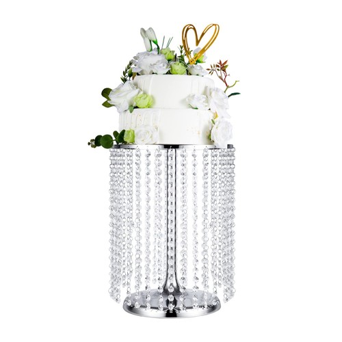 Silver crystal pedestal cake - crystal,
