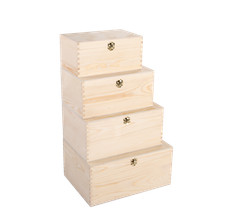 Natural Finish Wooden Storage Box DIY Crate With Hinged Lid And Locking Clasp