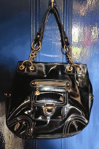 Black patent vinyl - black,