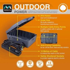 MasterPlug 4 Socket 10m Extension Lead (Black) + Outdoor IP54 Weatherproof Box⚡️