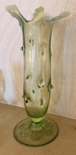 Victorian John Walsh Vaseline Uranium Glass Thorn Vase