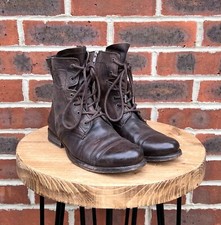 All Saints Mens Leather Cropped Military Zip Boot UK8 EU42 US9 Brown Boots Biker