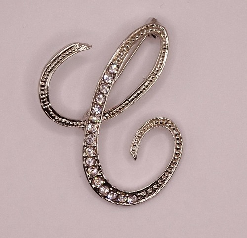 Diamante silver initial - diamante,