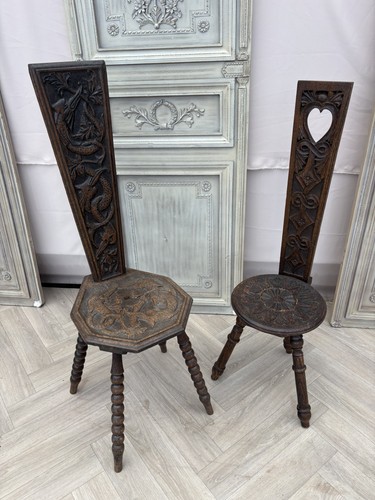 Pair antique spinning - of,