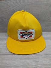 VTG BLAW-KNOX Snapback Patch Trucker Hat Yellow Mesh USA Louisville Mfg Advertis