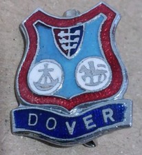 DOVER, KENT, Vintage Collectors Enamel Pin Badge c1960s, Town Crest 