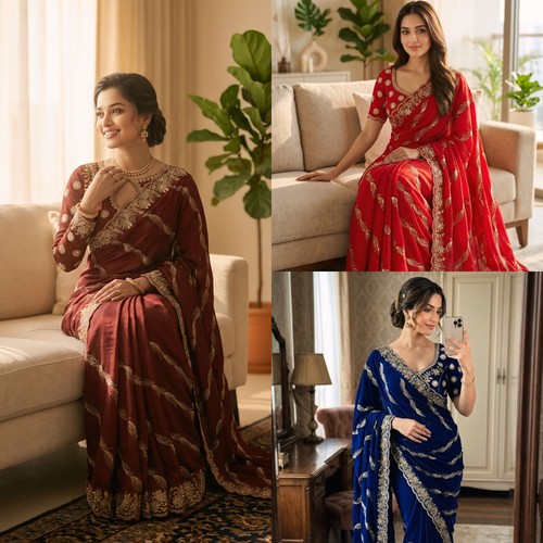 Women fancy saree with heavy - saree,