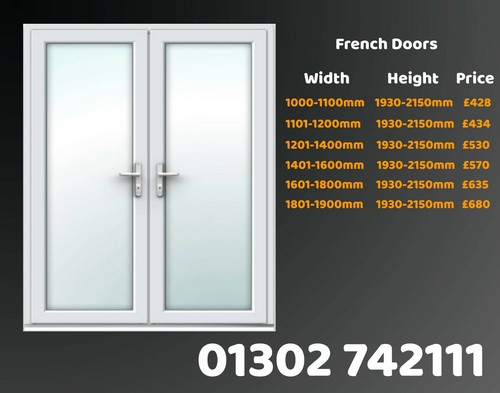 White upvc french doors back - white,