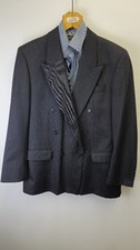 Pierre Cardin Men's 40 R Blazer Black Pure Wool Double Breasted  Jacket 0705