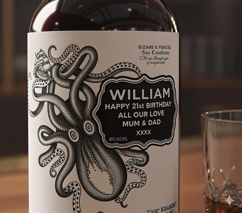 Personalised kraken rum bottle - personalised,
