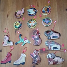 15 Vintage Hand Woven Bamboo Christmas Decorations Tree Ornaments 