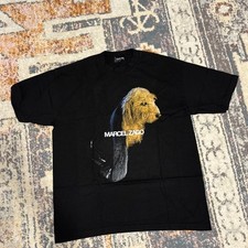 Marcel Zago Black Asspizza T-Shirt Dog Face Size Large 
