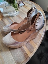 Tk Maxx Silver Studded Espadrilles Wedge Shoes Size 8/42 New