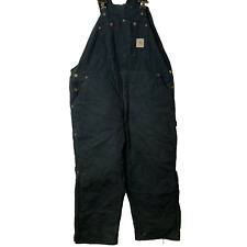 Carhartt Quilt Lined Black Bib Overall Dungarees Workwear Size 44W 30L