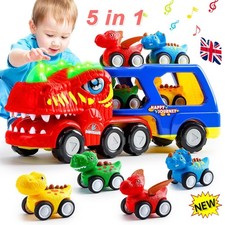 5 in 1 Monster Truck Toys for Kids Dinosaur Car Toys Pull Back Cars Sound Light