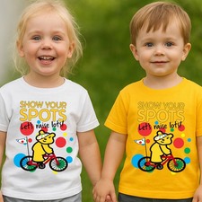 Pudsey Bear Bike Kids T-Shirt Lets Raise Lots Charity Children In Need Tee Top