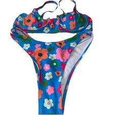 New Without Tags Colourful Floral Padded Underwired Bikini Set Small Size 10