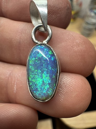 Australian black opal pendant - opal,