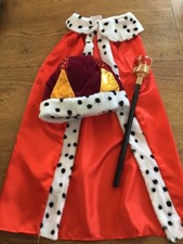 Childrens King Cape Royal Prince Cloak Medieval Fancy Dress Costume