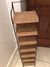 Wicker And Metal Shelf Unit