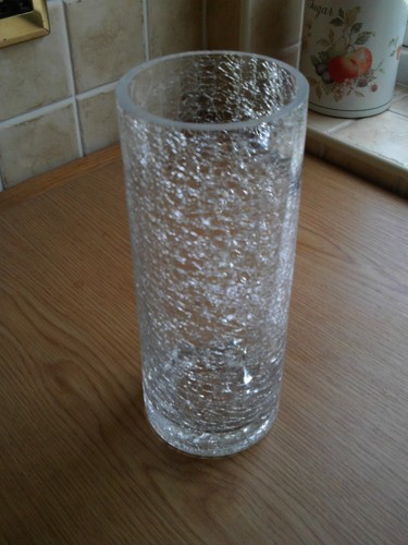 Clear crackle glass vase - crackle, cm