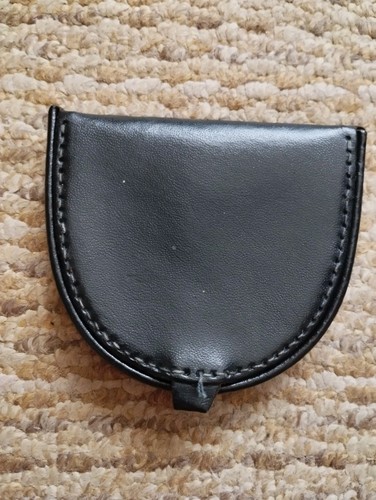 Black leather horseshoe coin - leather,