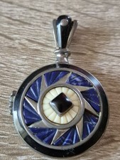 Art Deco Style Past Times Locket Blue Stone Roung Pendant For Repair