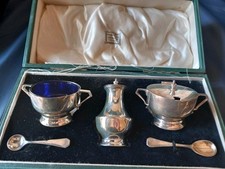 Hallmarked Silver ~Boxed Condiment Set ~ London 1932 ~ 113g of Silver 