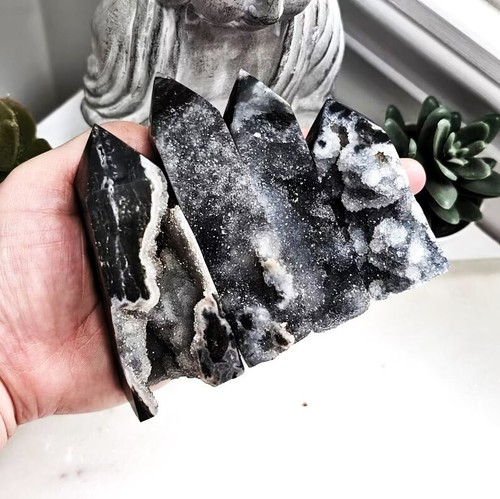 Natural black sphalerite - black, druzy