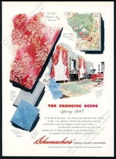 1947 Schumacher's fabrics carpet wallpaper color art vintage print ad