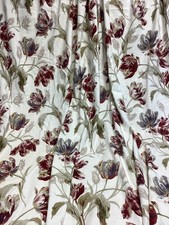 Pair LAURA ASHLEY Gosford Cranberry  Linen Cotton Lined Curtains 70"L x 87"W