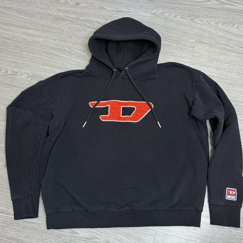 Diesel big logo hoodie black - diesel,