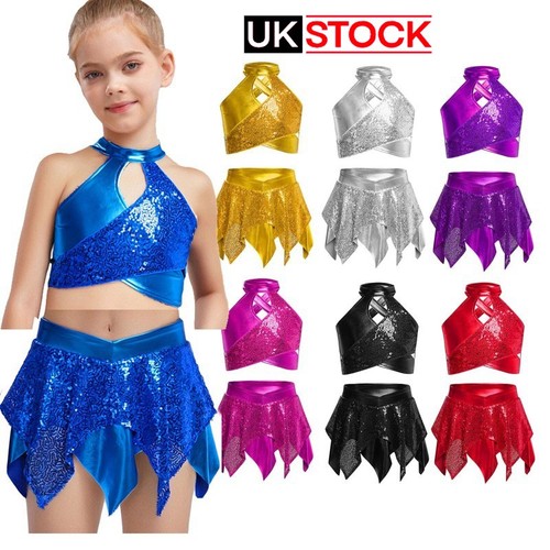 Girls sparkly crop top and - uk,
