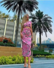 ZARA Pink Floral Printed Linen