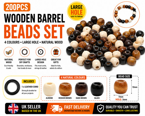200 wooden barrel beads - barrel,
