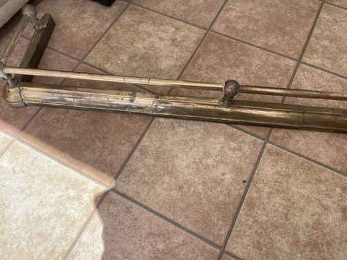 Large antique brass fender - brass,