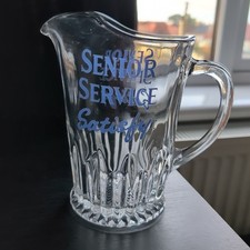 Vintage Senior Service Cigarettes Advertising Glass Water Jug Retro Barware