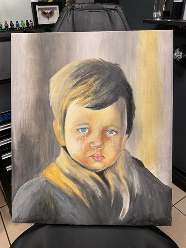 Crying boy arcylic - boy, painting
