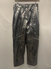 Faux Leather Primark Trousers Shiny Black Straight Sexy Women's UK10 C71