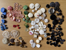 Vintage Coloured Glass Buttons Red, Green, Blue,  Black, White, Pink +
